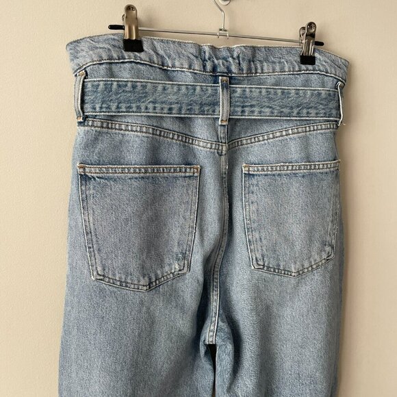 Agolde Reworked 90s High Rise Denim Casual Straight Leg Paperbag Jeans Blue 25 - Picture 4 of 11